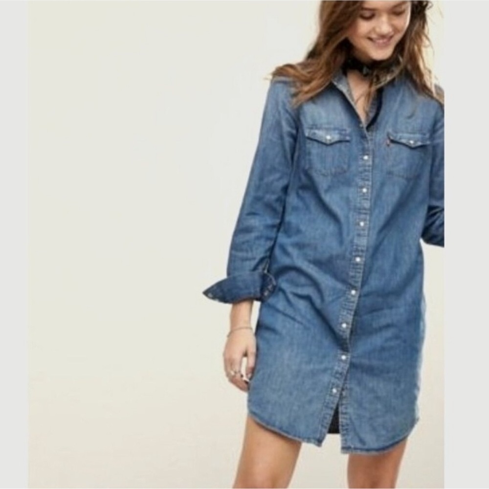 Levi's Classic Blue Denim Shirt Dress Size M NWT